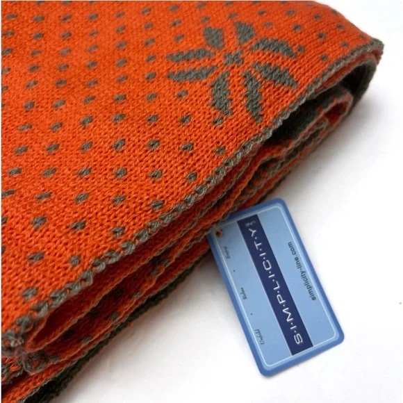 Simplicity Knit Winter Scarf Wide Long Wrap Gray and Orange Reversible U… - Picture 6 of 15